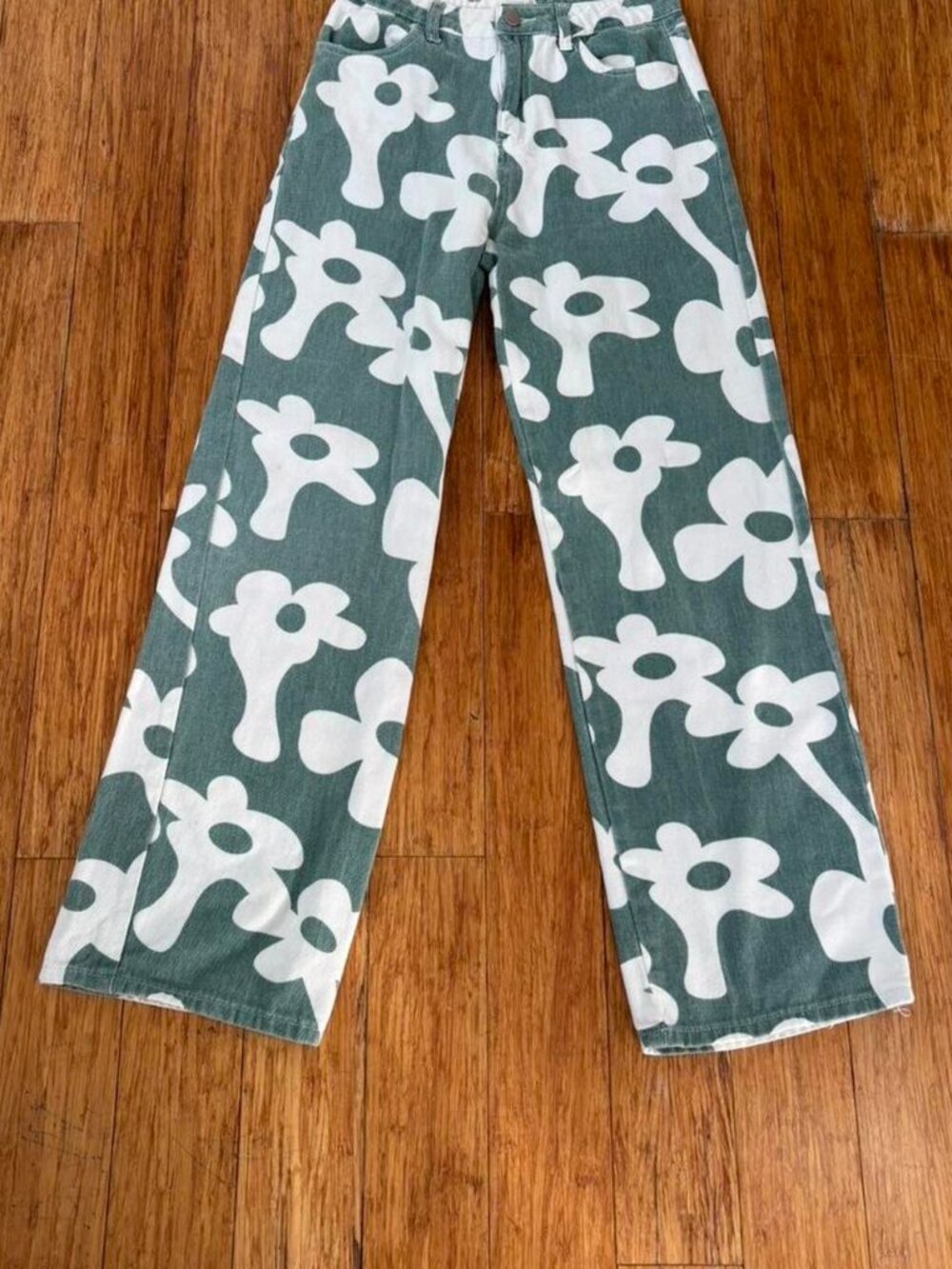 Nectar Clothing Green Floral Print Pants Size M